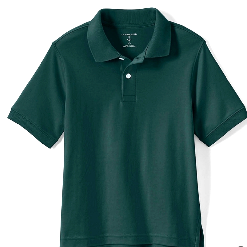 NWT Lands' End Kids Polo Shirt Size M(8) Evergreen